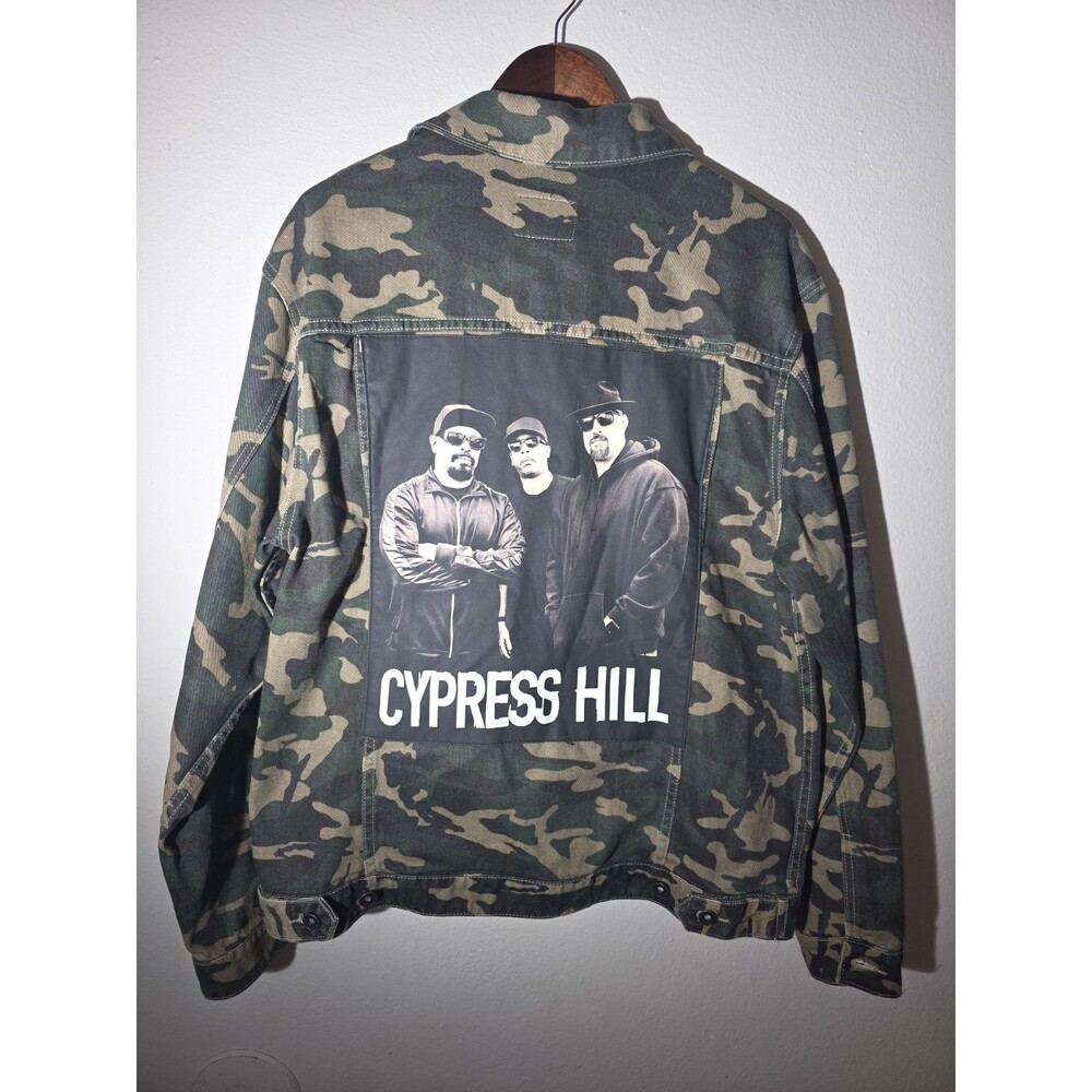 NWT LTD EDITION CYPRESS HILL 91 COTTON ON Camo Trucker Oversized Denim Jacket L